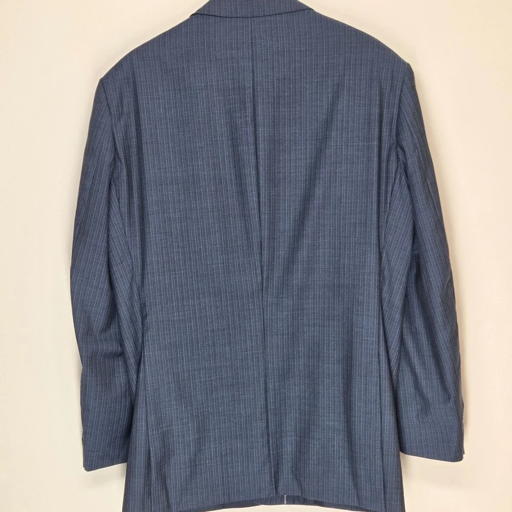 Vittello Super 140s Navy Pinstripe Sport Coat Blazer 46R Peak Lapel 2 Button